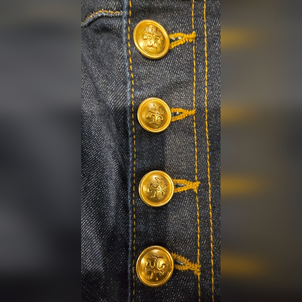 Tory Burch Button Fly Straight Leg Jeans Size 28 - Picture 5 of 9